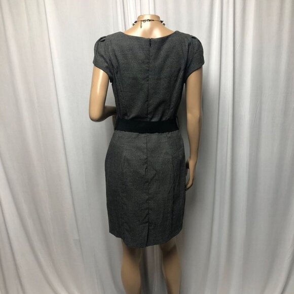 BCX Dress Size 11 Gray Black Cap Sleeve Stylish Shift with Belt - Picture 5 of 9